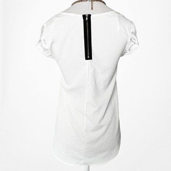 Vintage Y2K White Floral Lace Sheer Top Scoop Neck High Low Blouse Size XS/S - Picture 6 of 7